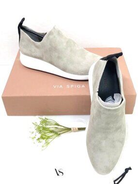 Via Spiga NEW Marlow slip-on taupe suede sneakers 39.5=US9
